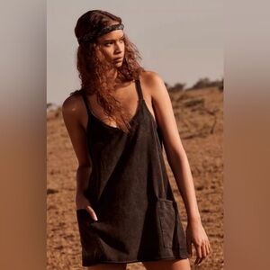 FP MOVEMENT Hot Shot Mini Dress Onesie Washed Black Free People Jumper Romper XS